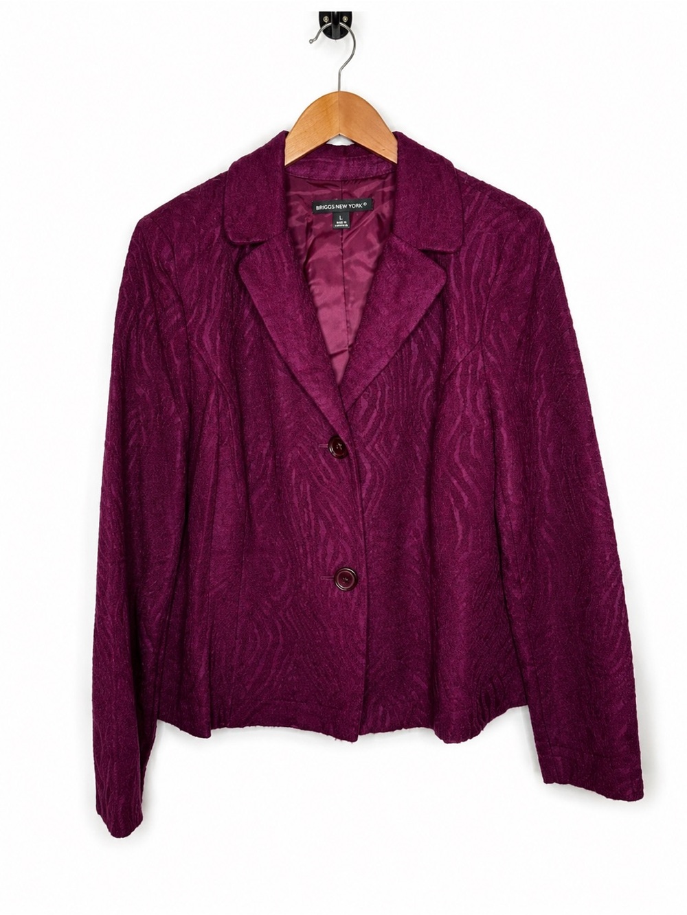 Briggs New York Women’s Large Burgundy Jacquard Blazer Shoulder Pads